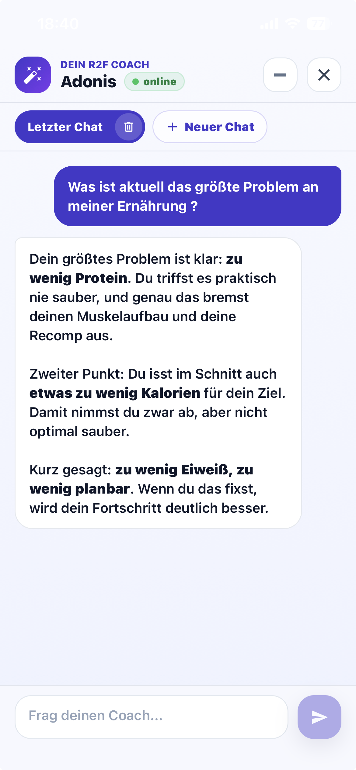 Adonis analysiert Ernährung