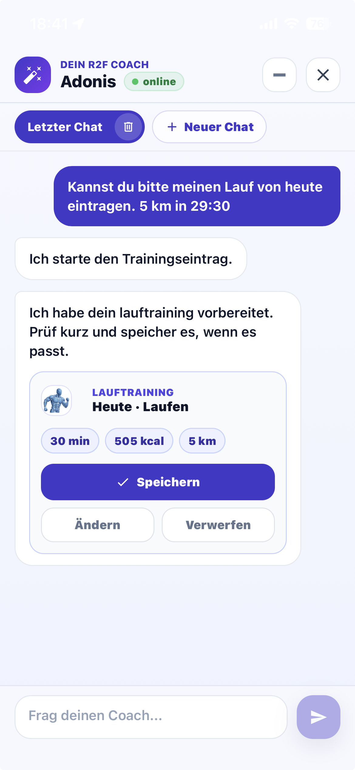 Adonis bereitet einen Lauf vor